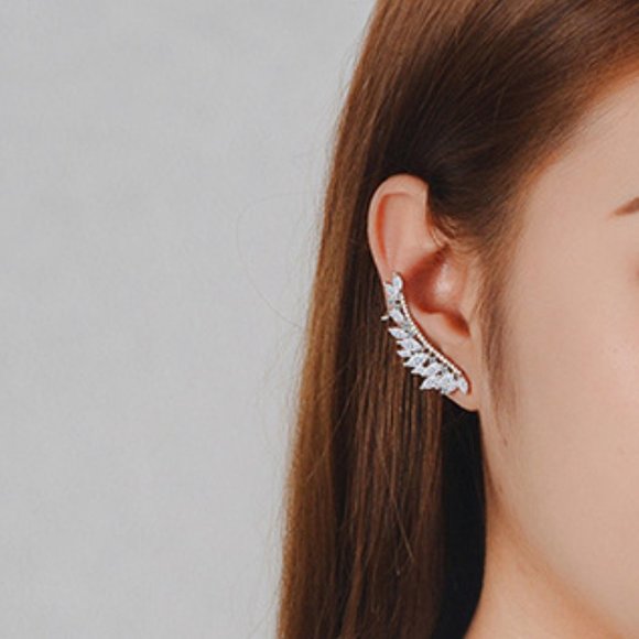 *925 Sterling Silver Diamond Angel Wing Earrings - Picture 5 of 6